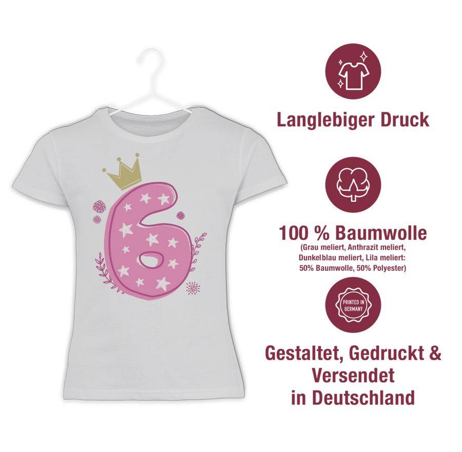 Shirtracer Sechster Mädchen Krone Sterne Shirts & Mehr Shirtracer Wochenangebot