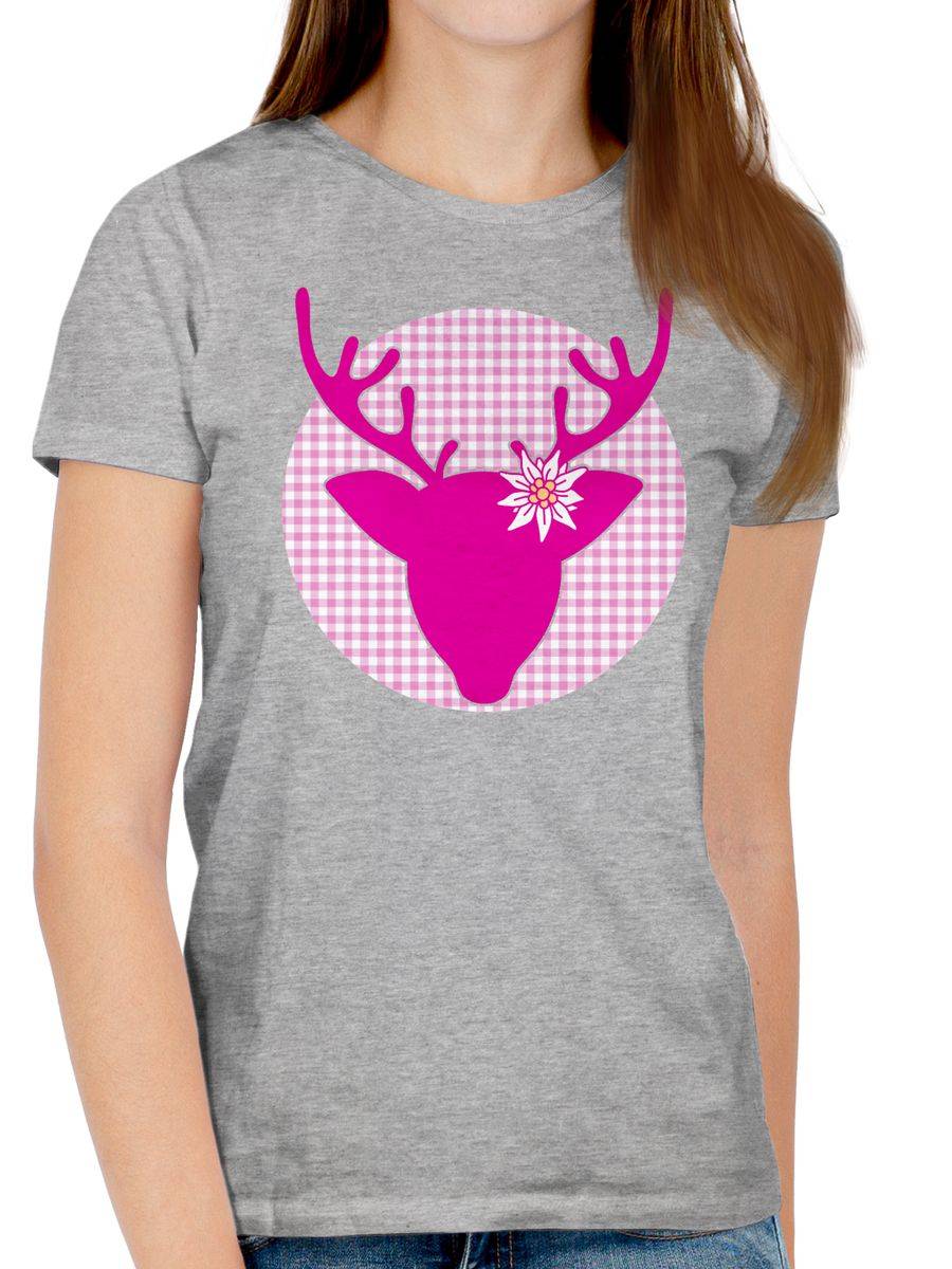 Shirtracer Oktoberfest Hirsch mit Edelweiß - Fuchsia: Tshirt Turnbeutel Shirtracer Speichern exportieren