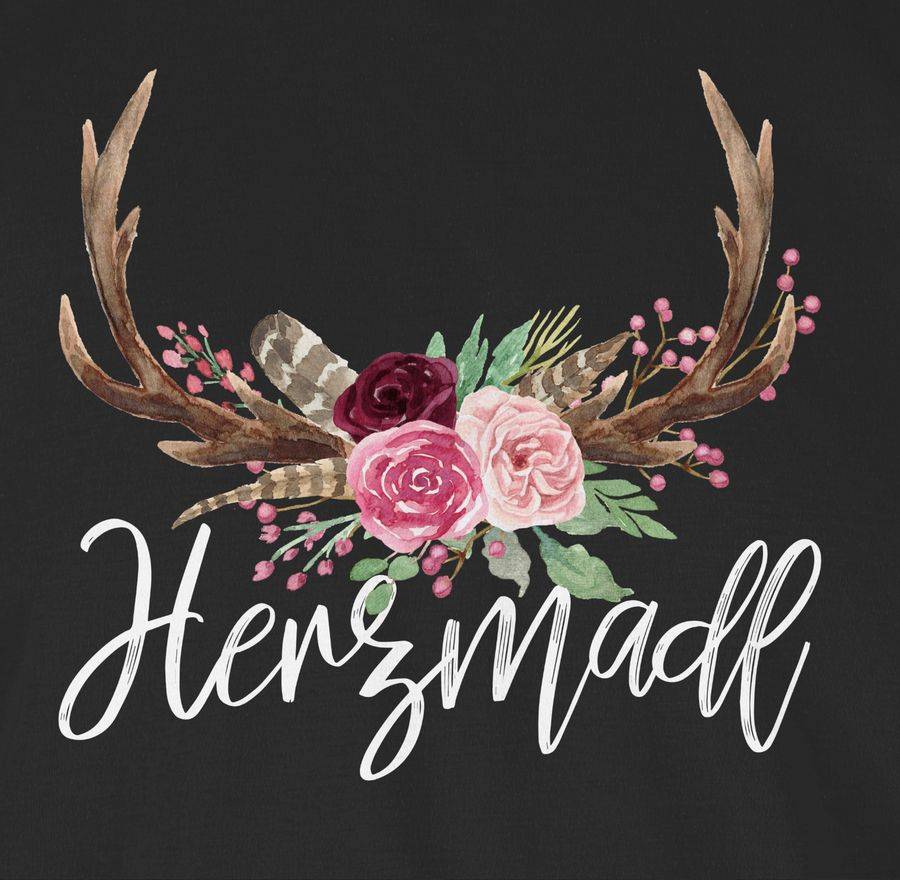 Shirtracer Herzmadl Geweih - weißer Schriftzug: Tshirt Gym Bag Shirtracer zollfrei