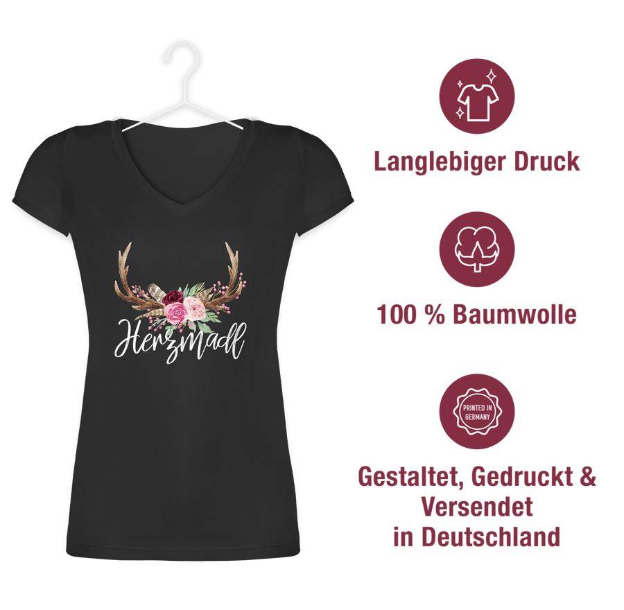 Shirtracer Herzmadl Geweih - weißer Schriftzug: Tshirt Gym Bag Shirtracer zollfrei