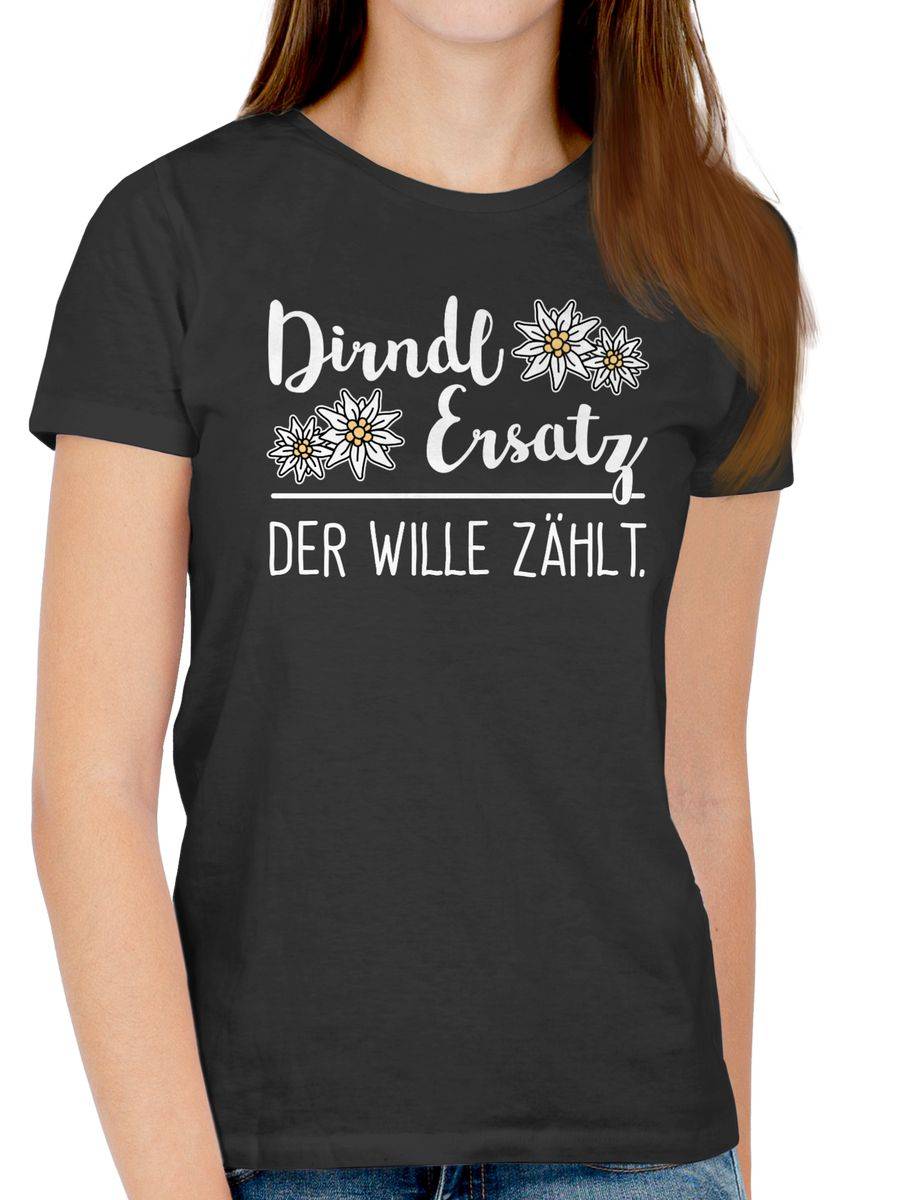 Shirtracer Dirndl Ersatz der Wille zählt - weiß Shirts & Mehr Shirtracer Outlet
