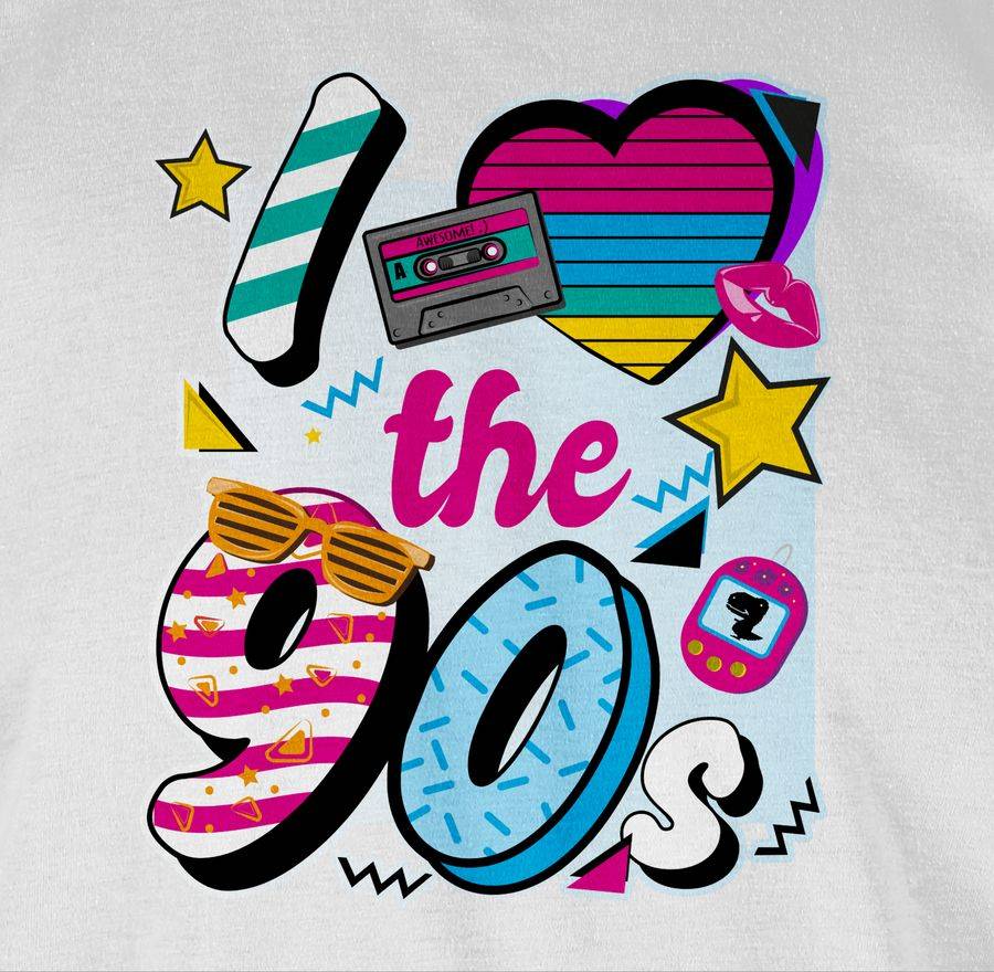Shirtracer I love the 90s bunt: T-Shirt Turnbeutel Shirtracer Schlussverkauf