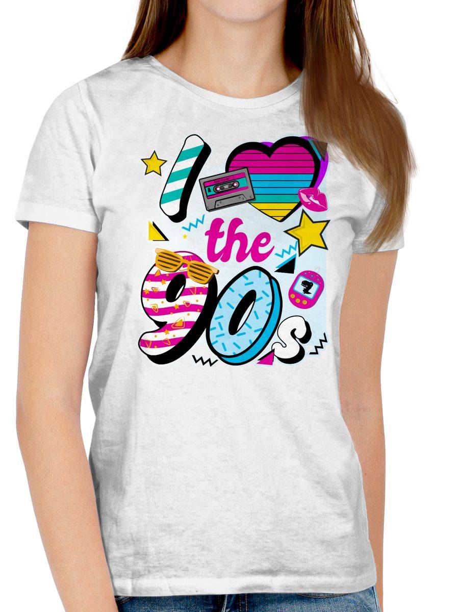 Shirtracer I love the 90s bunt: T-Shirt Turnbeutel Shirtracer Schlussverkauf
