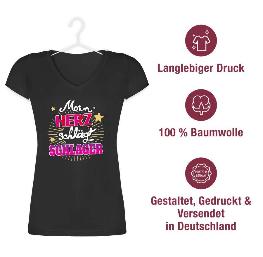 Shirtracer Mein Herz Schlager - weiß Shirts & Mehr Shirtracer Limitierter Zeitrabatt