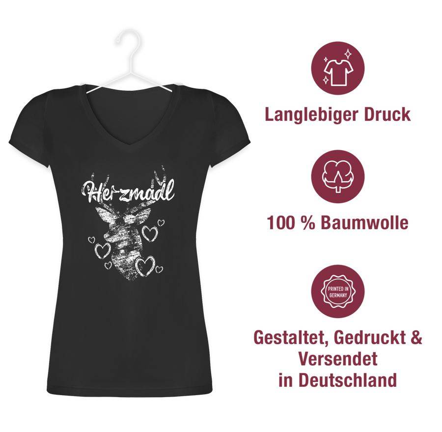 Shirtracer Herzmadl mit Hirsch und Herzen - weiß Shirts & Mehr Shirtracer Begrenztes Angebot