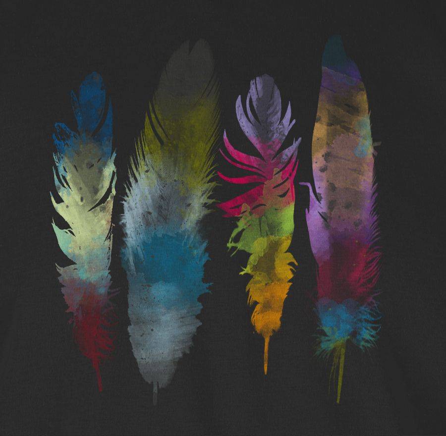 Shirtracer Federn Wasserfarbe Watercolor Feathers: T-Shirt Turnbeutel Shirtracer Online Outlet