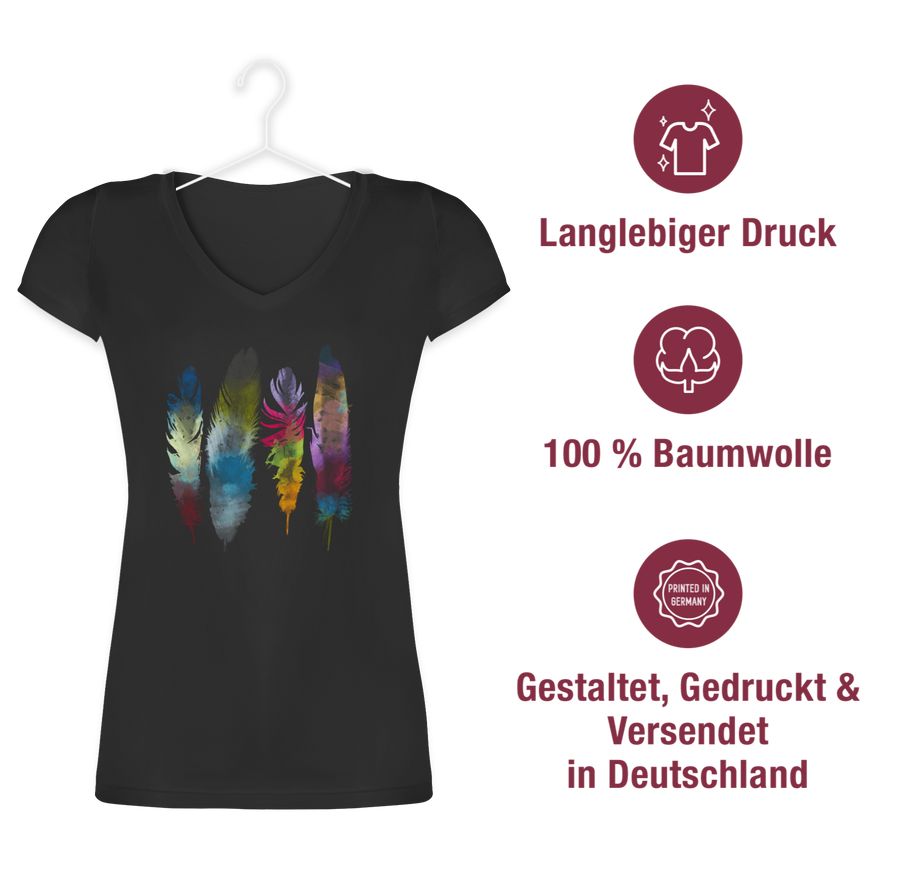 Shirtracer Federn Wasserfarbe Watercolor Feathers: T-Shirt Turnbeutel Shirtracer Online Outlet