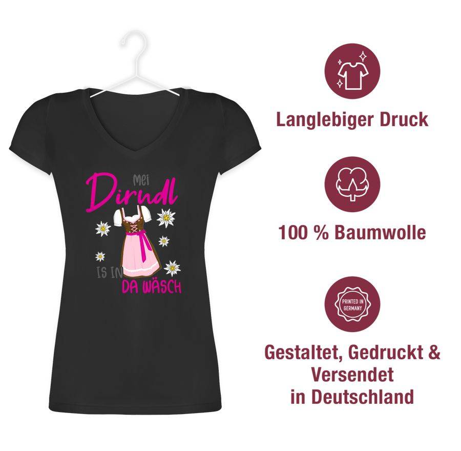 Shirtracer Mei Dirndl is in da Wäsch Edelweiss Grau: Tshirt Rucksack Shirtracer Zeitlich begrenztes Angebot