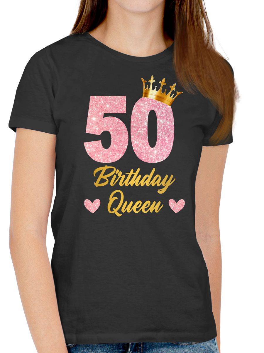 Shirtracer 50 Birthday Queen Geburtstags Königin Geburtstagsgeschenk 50 Shirts & Mehr Shirtracer Große Rabatte