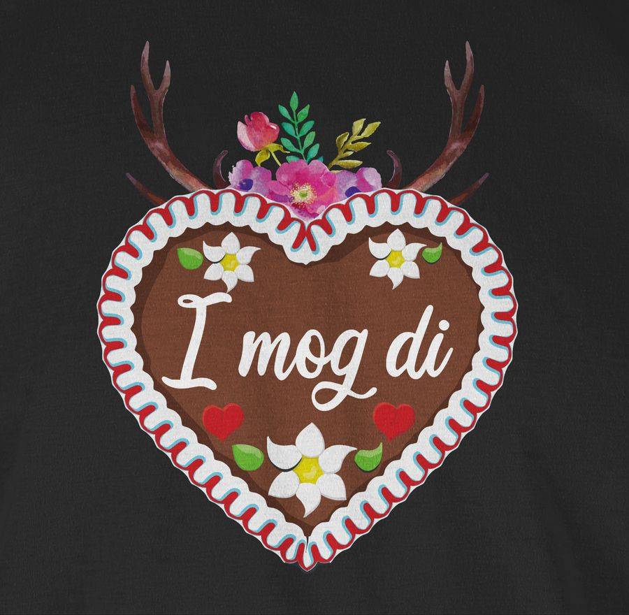 Shirtracer Lebkuchenherz I mog di mit Geweih und Blumen Shirts & Mehr Shirtracer Tägliche Deals