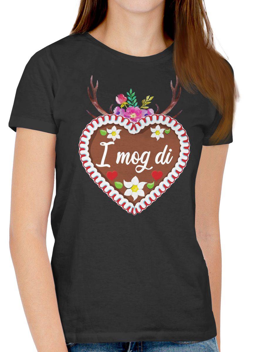 Shirtracer Lebkuchenherz I mog di mit Geweih und Blumen Shirts & Mehr Shirtracer Tägliche Deals