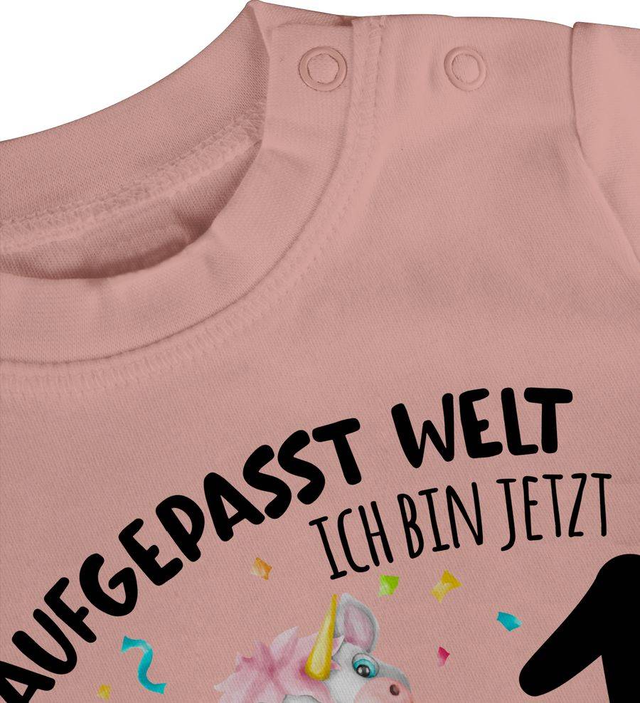 Shirtracer Aufgepasst Welt - Ich bin jetzt 1 - Geburtstagsoutfit Einhorn Ich bin 1 Geschenk Shirtracer Fabrikverkauf