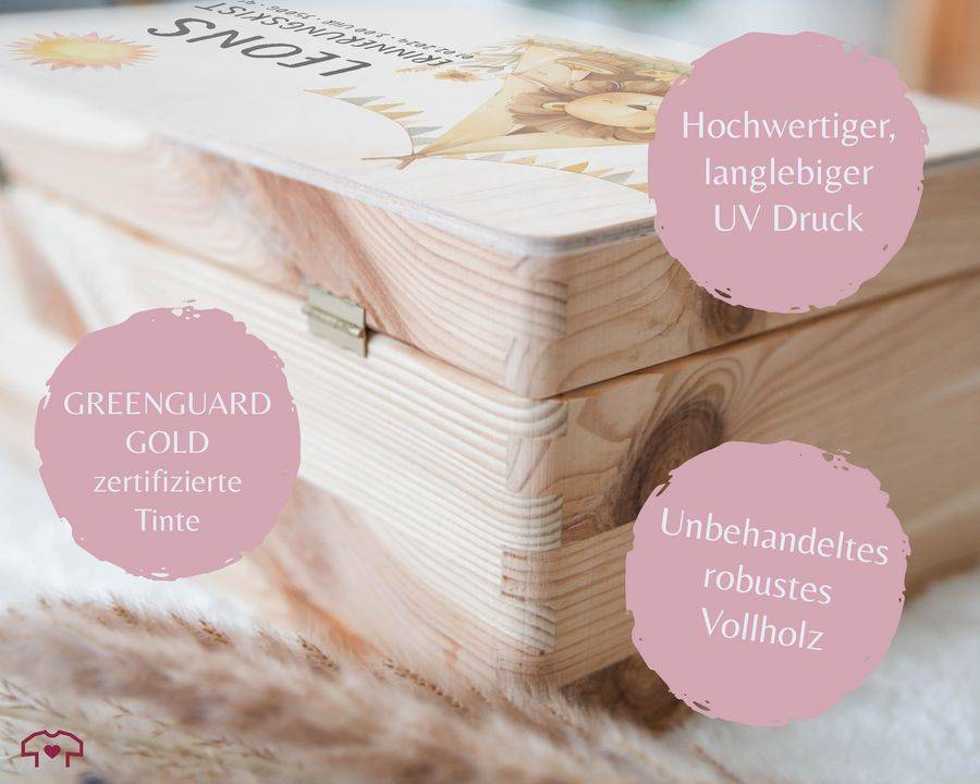 Shirtracer Personalisierte Baby Geschenke Erinnerungskiste Löwe Name Datum Erinnerungsb Shirtracer Exklusivangebot
