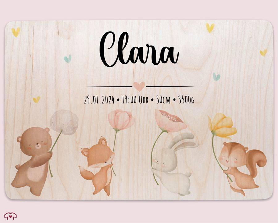 Shirtracer Erinnerungskiste Baby Personalisiert Erinnerungsbox Baby Erinnerungen Waldtiere Bär Fuchs Hase Eichhörnchen Shirtracer Exklusive Angebote