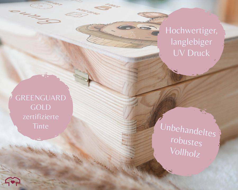 Shirtracer Erinnerungskiste Geburt mit Bär und Name Geschenk Geburt Personalisiert Personalisierte Babybox Shirtracer Sonderangebote