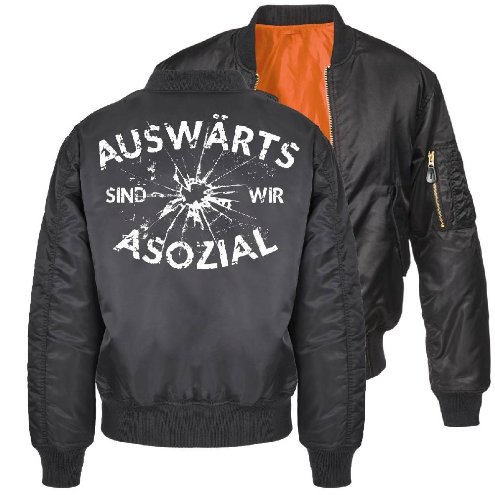 Spass Kostet Herren Bomberjacke Pilotenjacke Auswärts sind wir asozial Discount Store für neue Produkte