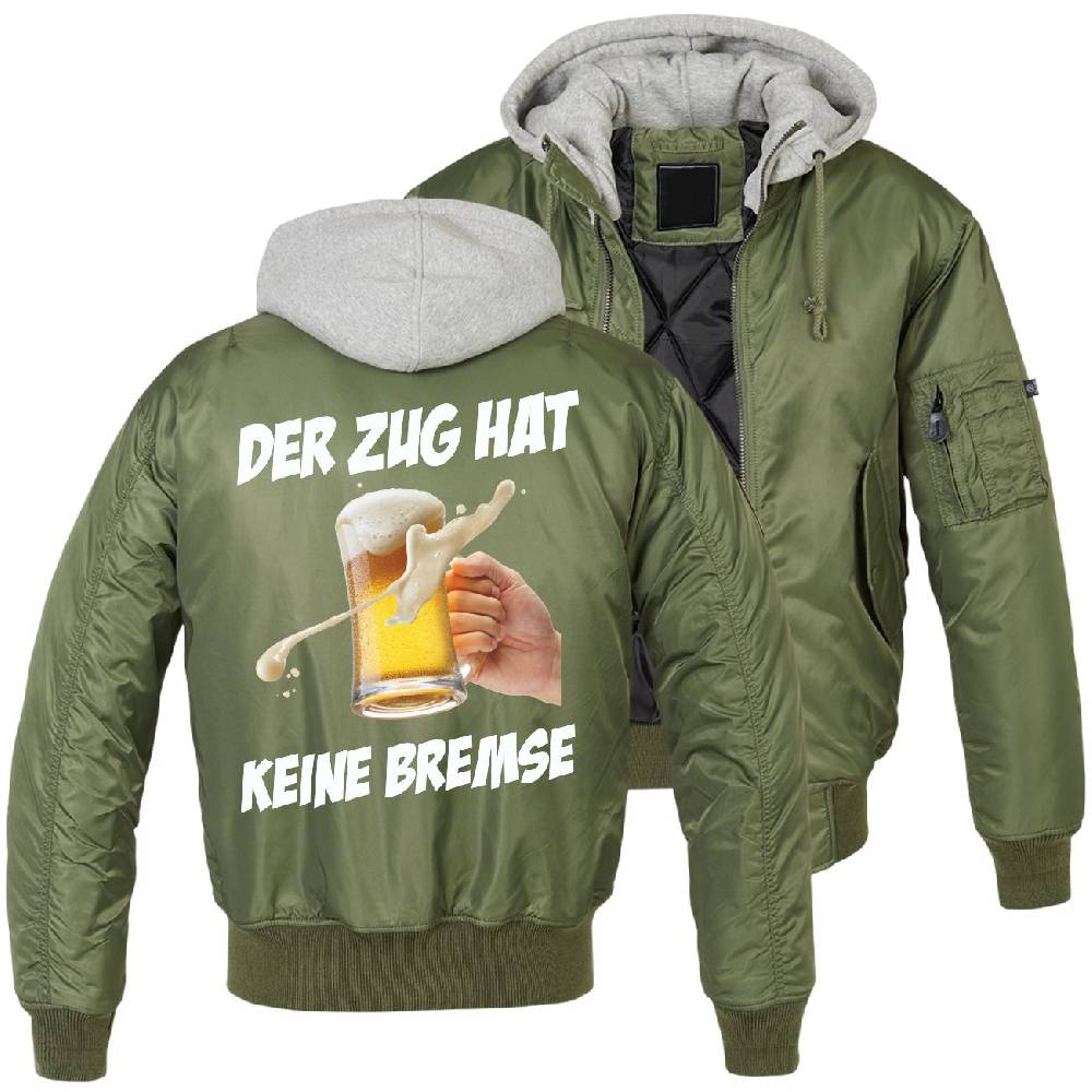 Spass Kostet MA1 Bomberjacke mit Kapuze gefüttert Winter Version Der Zug hat keine Bremse Tägliche Deals