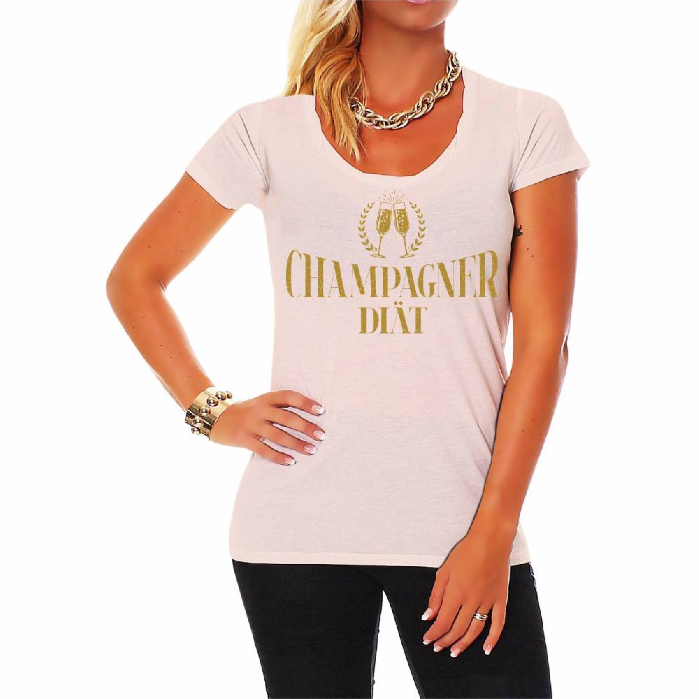 Spass Kostet Frauen T-Shirt Champagner Diät in GOLD Versandkostenfrei