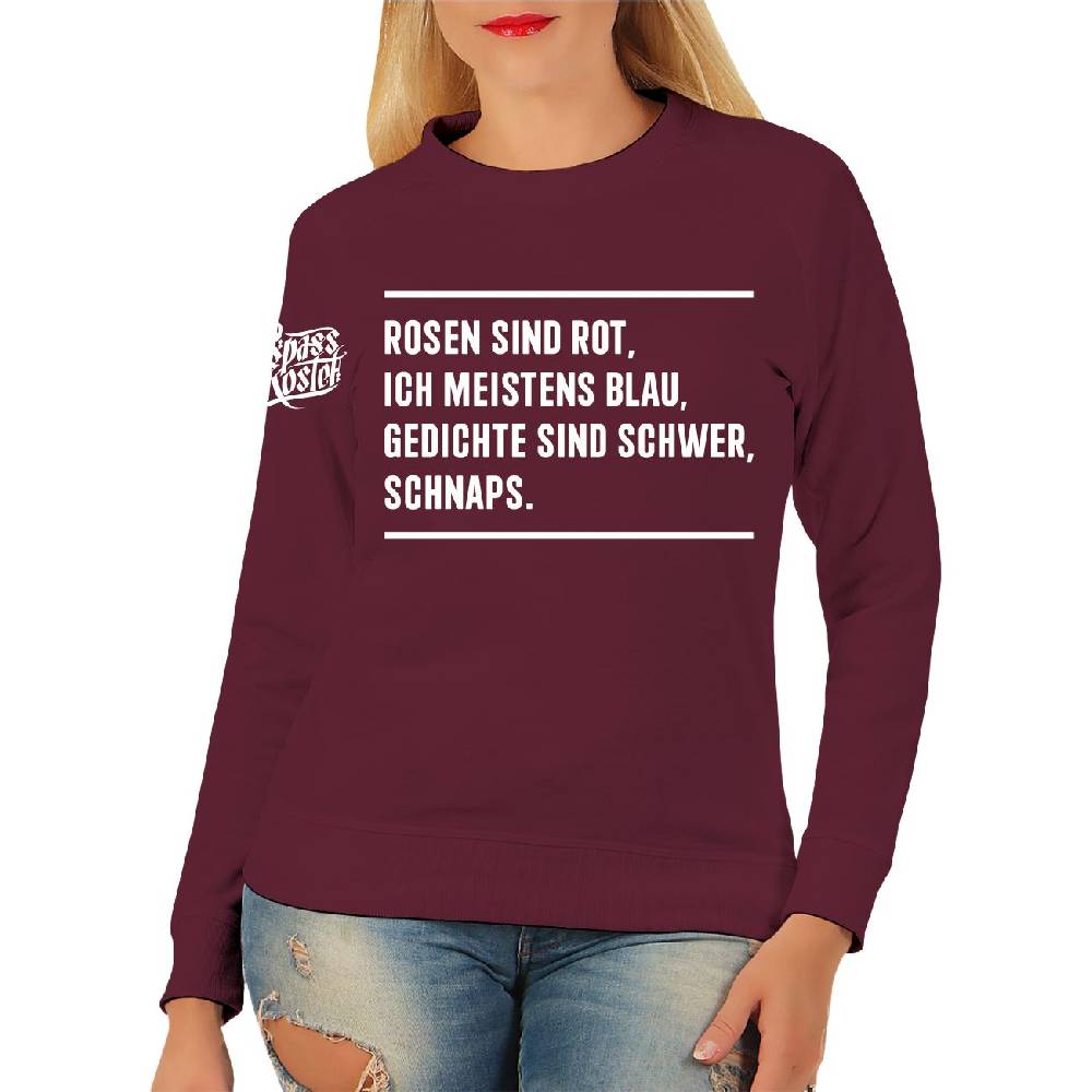 Spass Kostet Damen Pullover Sweatshirt Rosen sind Rot Ich meistens Blau Gedichte sind schwer SCHNAPS Clearance-Verkauf