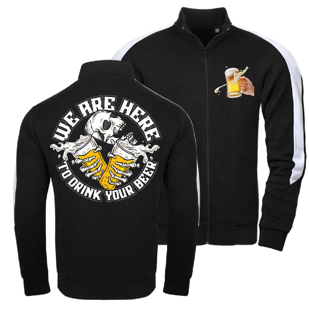 Spass Kostet Männer Trainingsjacke mit Streifen We are here to DRINK your BEER Weihnachtsangebot
