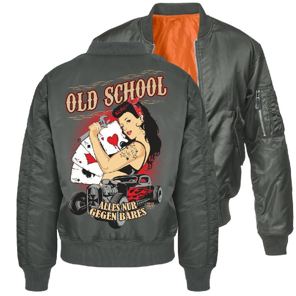 Spass Kostet Herren Bomberjacke Pilotenjacke Oldschool Rockn Roll Größe S bis 7XL Nur für heute