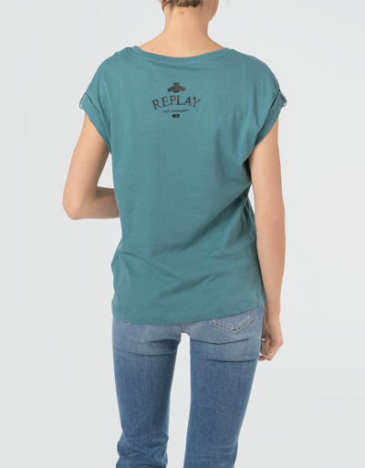 Replay T-Shirt mit Glitzerstein-Kettchen Online Outlet