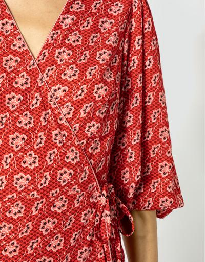 Freebird Wickelkleid mit Allover Print und Glitzergarn Speichern exportieren