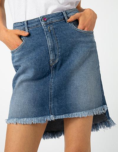 Replay Jeansrock mit Fransensaum Tägliche Deals