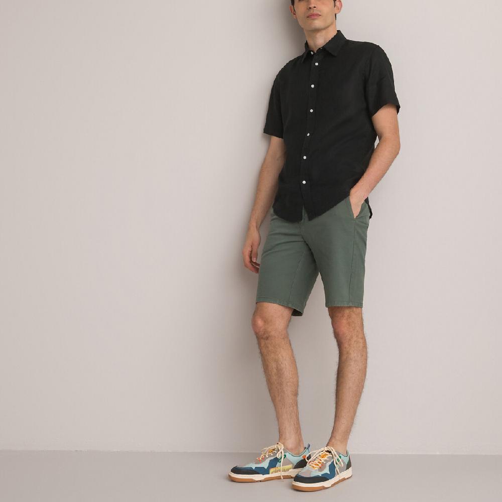 laredoute Kurzärmeliges Leinenhemd Regular-Fit schwarz LA REDOUTE COLLECTIONS Räumungsverkauf