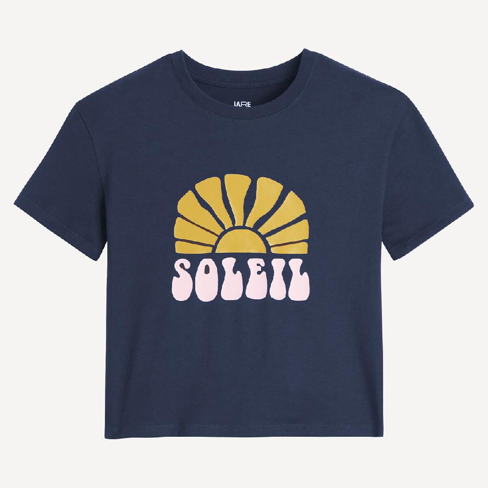 laredoute T-Shirt mit rundem Ausschnitt & Sonnen-Print marine LA REDOUTE COLLECTIONS Kostenlose Rückgabe