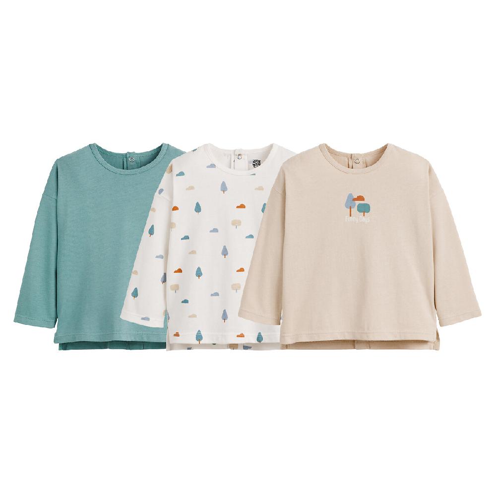 laredoute 3er-Pack Langarm-Shirts blau/beige LA REDOUTE COLLECTIONS Rabatte dieses Monats