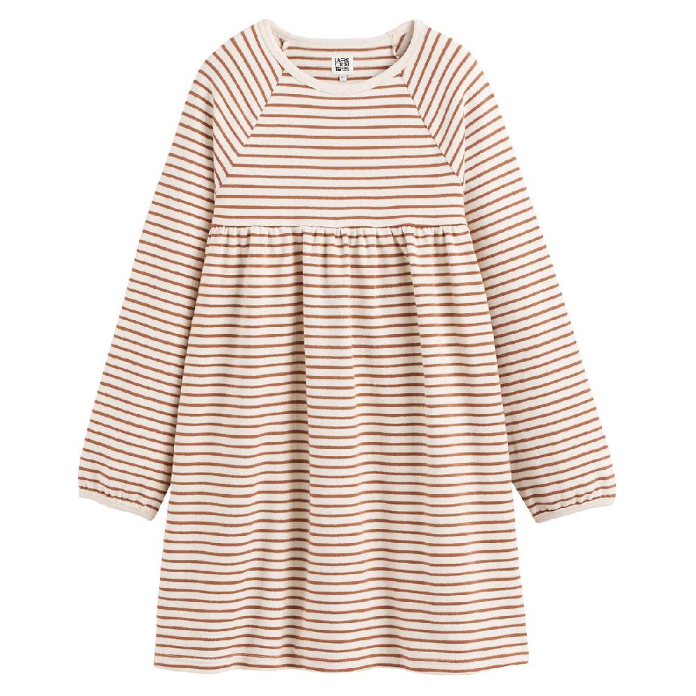 laredoute Gestreiftes Kleid mit langen Ärmeln braun/ecru gestreift LA REDOUTE COLLECTIONS Rabatt