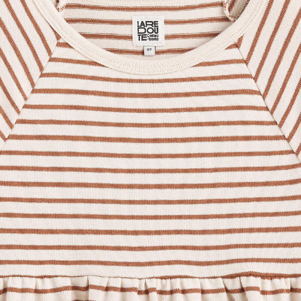 laredoute Gestreiftes Kleid mit langen Ärmeln braun/ecru gestreift LA REDOUTE COLLECTIONS Rabatt