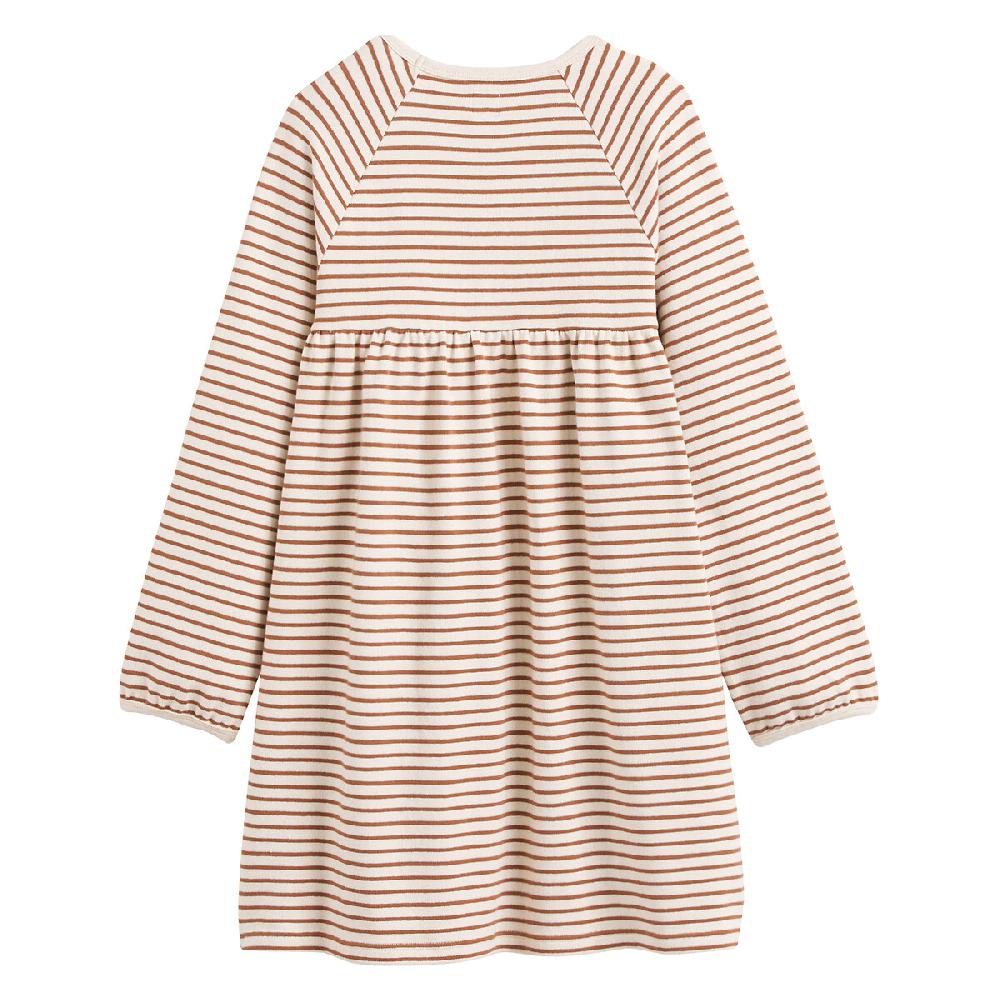 laredoute Gestreiftes Kleid mit langen Ärmeln braun/ecru gestreift LA REDOUTE COLLECTIONS Rabatt