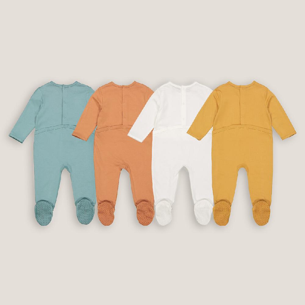 laredoute 4er-Pack Strampler mit Fuss Buchstabenmotiv blau + braun + ecru LA REDOUTE COLLECTIONS Osterangebot